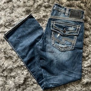 34 x 34  Men’s Silver Jeans Gordie Flap Pocket Medium Blue Wash Jeans